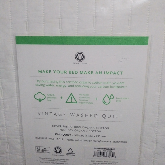 New Under The Canopy Organic cotton king size Essential Quilt white IRREGULAR - Picture 4 of 6